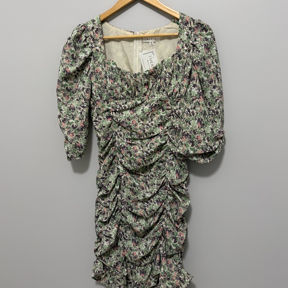 Mable Romantic Floral Ruched Mini Dress